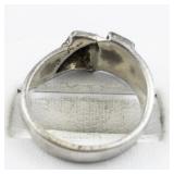 Abstract Geometric Marcasite Sterling Silver Ring. Size 7.75 - 8.