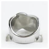 Blue Rhinestone Knot Sterling Silver Statement Ring . Size 6.25 - 6.5.