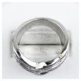 Blue Rhinestone Knot Sterling Silver Statement Ring . Size 6.25 - 6.5.