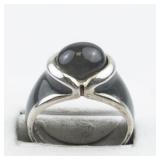 Quartz Enamel Sterling Silver Ring. Size 9 - 9.25.