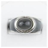 Quartz Enamel Sterling Silver Ring. Size 9 - 9.25.