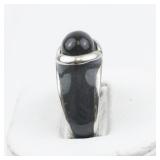 Quartz Enamel Sterling Silver Ring. Size 9 - 9.25.