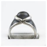 Quartz Enamel Sterling Silver Ring. Size 9 - 9.25.