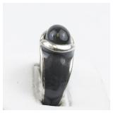 Quartz Enamel Sterling Silver Ring. Size 9 - 9.25.