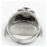 Quartz Enamel Sterling Silver Ring. Size 9 - 9.25.
