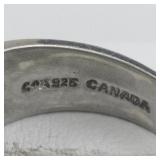 Quartz Enamel Sterling Silver Ring. Size 9 - 9.25.