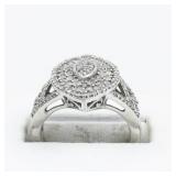 STS Jewels Diamond Cluster Sterling Silver Statement Ring . Size 7 - 7.25.