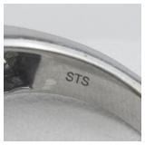 STS Jewels Diamond Cluster Sterling Silver Statement Ring . Size 7 - 7.25.