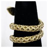 Wrap Around  Serpent Gold Tone Base Metal Statement Ring . Size 8 - 8.25.