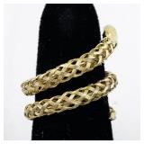 Wrap Around  Serpent Gold Tone Base Metal Statement Ring . Size 8 - 8.25.