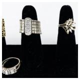 Set of Seven Gold Tone Base Metal Rings . Size 6-6.5.
