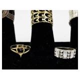 Set of Seven Gold Tone Base Metal Rings . Size 6-6.5.