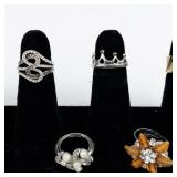 Set of eight  Gold & Silver Tone Base Metal Rings . Size 5.5-6.
