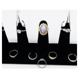 Set of thirteen  Gold & Silver Tone Base Metal Rings. Size 4.5-5.