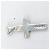 Lab Grown Red Opal sterling silver cross pendant (no chain).