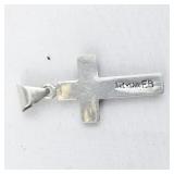 Lab Grown Red Opal sterling silver cross pendant (no chain).