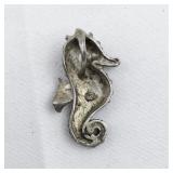 Beautiful Created Opal Seahorse sterling silver pendant (no chain).