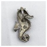 Beautiful Created Opal Seahorse sterling silver pendant (no chain).