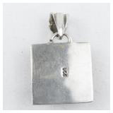 Square Dichroic Glass sterling silver pendant (no chain).
