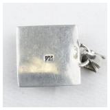 Square Dichroic Glass sterling silver pendant (no chain).