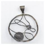 Unknown Maker (JS) Pearl Accented Abstract sterling silver pendant (no chain).