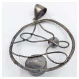 Unknown Maker (JS) Pearl Accented Abstract sterling silver pendant (no chain).