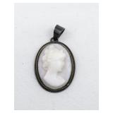 Cute Pink Cameo sterling silver pendant (no chain).