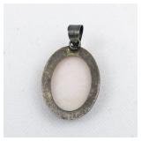 Cute Pink Cameo sterling silver pendant (no chain).