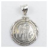 Francs 1877 sterling silver coin pendant.