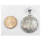 Francs 1877 sterling silver coin pendant.