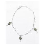 Peridot Accented Palm Tree Sterling Silver Charm Bracelet.