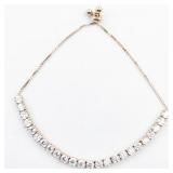 CZ Rose Tone Sterling Silver Bolo Bracelet .