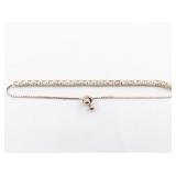 CZ Rose Tone Sterling Silver Bolo Bracelet .