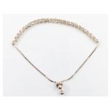 CZ Rose Tone Sterling Silver Bolo Bracelet .