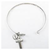 Cross & Believe Charms sterling Silver Bangle Bracelet.