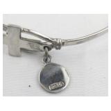 Cross & Believe Charms sterling Silver Bangle Bracelet.