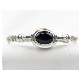 Esposito  Black Onyx Sterling Silver Hinged Bangle.