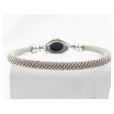 Esposito  Black Onyx Sterling Silver Hinged Bangle.