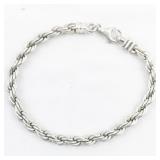 Twisted Rope sterling Silver Chain Bracelet .