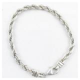 Twisted Rope sterling Silver Chain Bracelet .