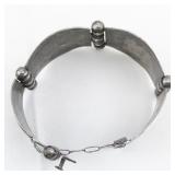 VKE IGUALA MEXICO Aztec Design Wide Sterling Silver Panel Bracelet.