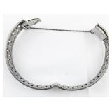 Greek Key Rhinestone Accented Sterling Silver Bangle Bracelet.