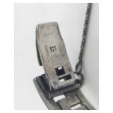 Greek Key Rhinestone Accented Sterling Silver Bangle Bracelet.