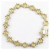 Joan Rivers Multi-Colored Crystal Flower Gold Tone Base Metal Tennis Bracelet.
