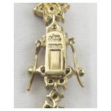 Joan Rivers Multi-Colored Crystal Flower Gold Tone Base Metal Tennis Bracelet.