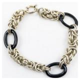 Black Gold Tone Base Metal Link Bracelet.