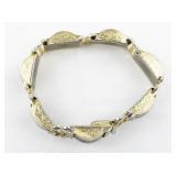 Mother Of Pearl Two-Tone Base Metal Panel Bracelet.