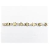 Mother Of Pearl Two-Tone Base Metal Panel Bracelet.