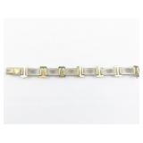 Mother Of Pearl Two-Tone Base Metal Panel Bracelet.