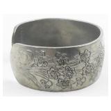 Floral Silver Tone Base Metal Bangle Bracelet.